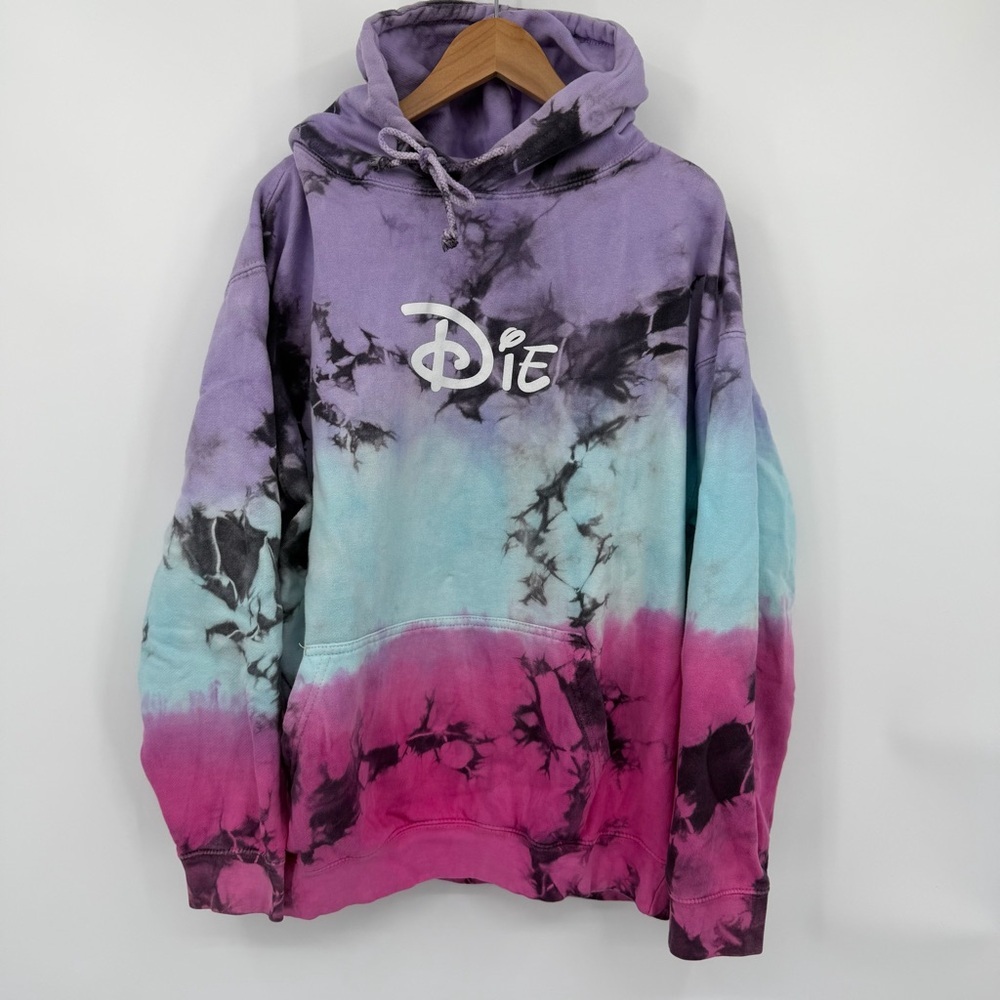 Linda Finegold Kirill ALF "Die" Tie Dye Hoodie Purple Blue and Pink Unisex Large